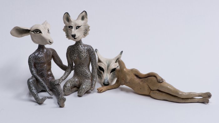 Brigitte Cattell, The Para-Human Party, salt-fired ceramics