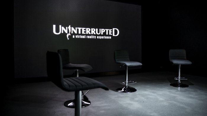 Viewing room for "Uninterrupted-VR" by Nettie Wild, Betsy Carson, Rae Hull, and Michael Brockington. Photo credit: Taylor Robinson.